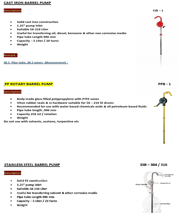 Manual Barrel Pumps 